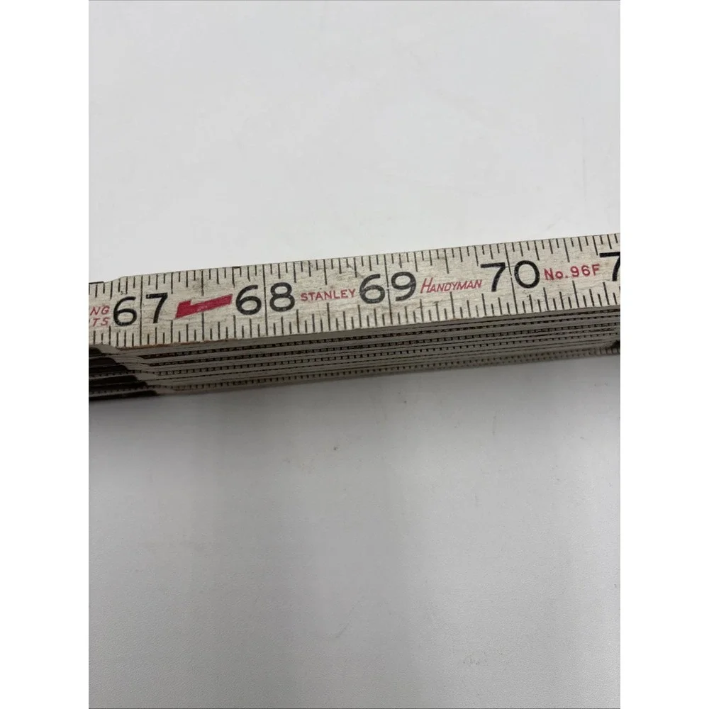 Vintage 6‎ ft Stanley Handyman spring joints folding ruler No. 96 White